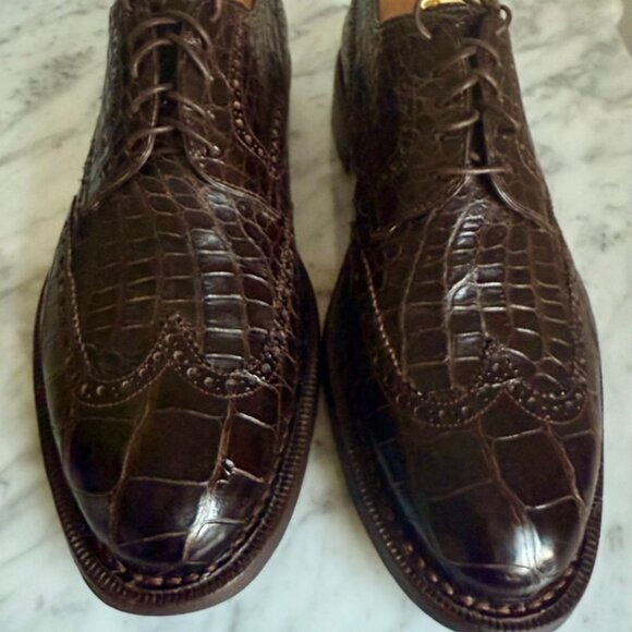 Brooks Brothers Wingtip Mens Alligator Shoes Sz 10D - Very Rare - Excellent Cond - Picture 1 of 8